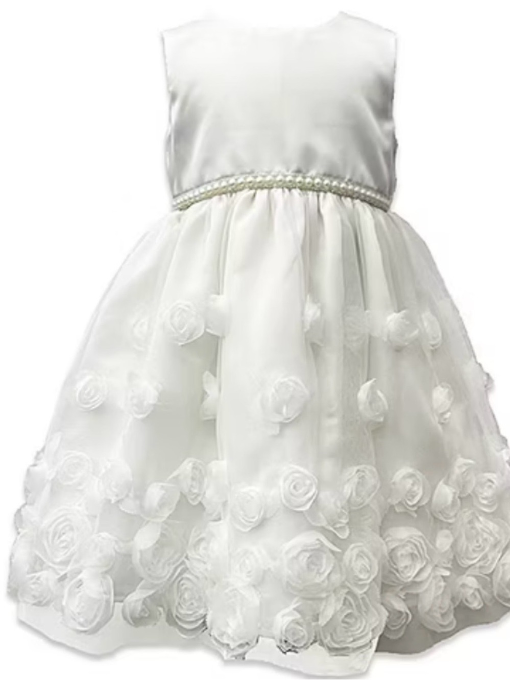 Blueberi Boulevard White Rosette Floral Girls' Formal Dress